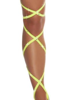 Roma Costume, Inc. Rave Wear 3233 - 100" Solid Leg Strap With Attached Garter & Rhinestone Detail