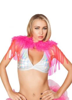 Roma Costume 3252 - Fringed Shrug With Fur Detail