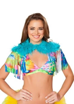 Roma Costume 3252 - Fringed Shrug With Fur Detail