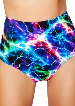 Roma Costume 3319 - Electric - Printed High-Waisted Puckered Shorts Rave Wear