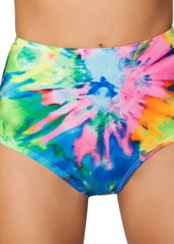 Roma Costume 3319 - Tie Dye - Printed High-Waisted Puckered Shorts Rave Wear