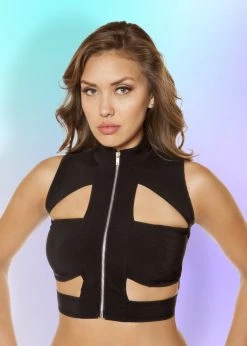 Roma Costume 3410 - Cutout Crop Top With Zipper Closure