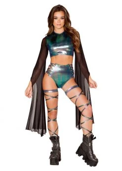 Roma Costume Rave Wear 3604 - 1pc High-Waisted Shorts With Lace-up Detail