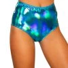 Roma Costume Rave Wear 3704 - Blue Iridescent High-Waisted Shorts