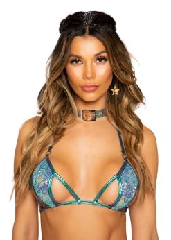 Roma Costume Rave Wear 3712 - Sequin Cutout Tie Top 7 Roma Costume Rave Wear 3712 - Sequin Cutout Tie Top