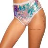 Roma Costume Rave Wear 3722 - Baby Pink Tear Drop Sequin & Shimmer High-Waisted Shorts