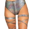 Roma Costume 3739 - Snake Skin High-Waisted Shorts With Zipper Closure