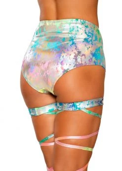 Roma Costume Rave Wear 3765 - Rainbow Splash High-Waisted Shorts