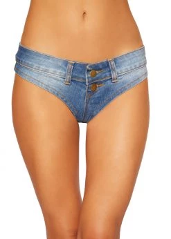 Roma Costume Rave Wear 3773 - Denim Jean Shorts With Belt Loop And Button Front Detail
