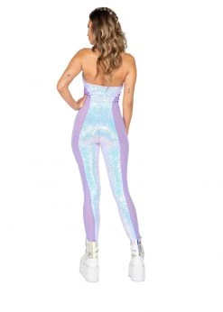 Roma Costume 3802 - 1pc Haltered Catsuit With Mesh And Sequin Detail Rave Wear
