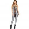 Roma Costume Rave Wear 3860 - 1pc Two-Tone Sheer & Snakeskin Catsuit