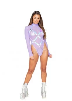 Roma Costume Rave Wear 3865 - Snakeskin Criss-Cross Holster With Chain Detail