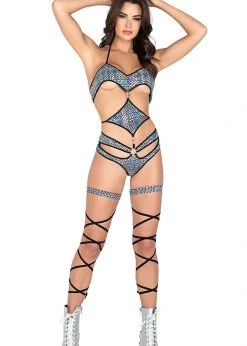 Roma Costume, Inc. 3961 - Underboob Romper With Removable Diamond Waist Panel Rave Wear