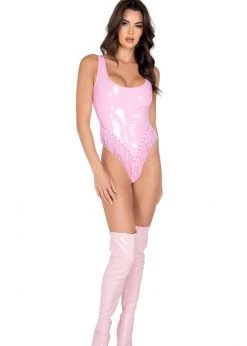 Roma Costume 3962 - Studded Vinyl Romper With Fringe Detail Rave Wear