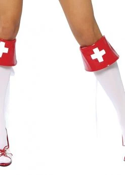 Roma Costume 4007B - Red And White Boot Cuffs Halloween