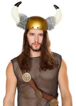 Roma Costume Halloween 4798 - Viking Hat With Faux Fur Detail