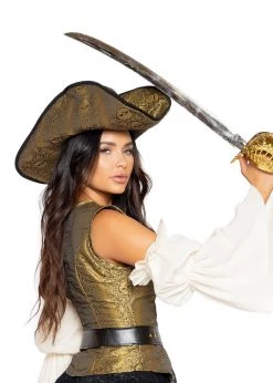 Roma Costume 4981 - Gold Skull Pirate Hat