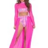 Roma Costume Rave Wear 6014 - Open Long Sheer Skirt With Waisted Band