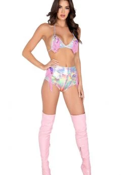Roma Costume Rave Wear 6018 - Shiny Bikini Top With Fringe Detail