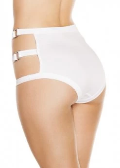 Roma Costume, Inc. SH3194 - White - High-Waisted Shorts With Triple Strap & Square Ring Detail - Shorts