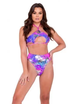 Roma Rave Wear 6058 - Tie-Dye Keyhole Tie Top