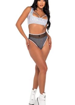 Roma 6076 - High-Waisted Fishnet Shorts