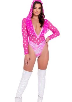 Roma 6085 - Two-Tone Hooded Romper Rave Wear