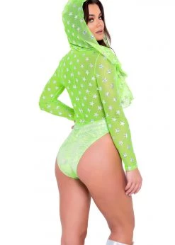 Roma 6085 - Two-Tone Hooded Romper Rave Wear
