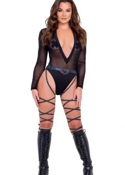 Roma 6086 - Sheer Mesh Long Sleeved Romper