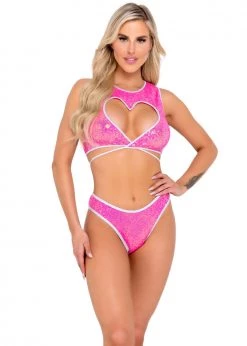 Roma Rave Wear 6096 - Sequin Top With Heart Cutout
