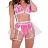 Roma Rave Wear 6100 - Clear Vinyl Flare Skirt With Suspenders