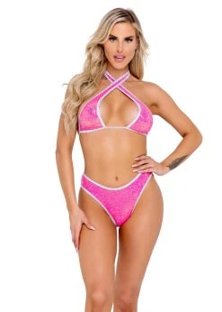 Roma 6101 - Sequin Cross Tie Top Rave Wear