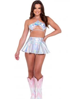 Roma 6112 - Holographic Flared Skirt