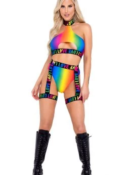 Roma Rave Wear 6139 - Rainbow High-Waisted Shorts