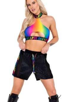 Roma 6138 - Pride Rainbow Halter Neck Keyhole Top