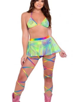 Roma Rave Wear 6142 - Tie-Dye Fishnet Flare Skirt