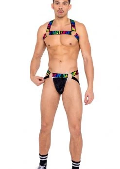 Roma 6157 - Men’s Pride Harness With Chain & Ring Detail