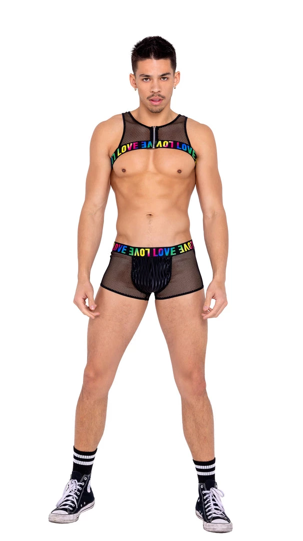Roma Rave Wear 6161 - Men’s Pride Two-Tone Fishnet Trunks 1 Roma Rave Wear 6161 - Men’s Pride Two-Tone Fishnet Trunks
