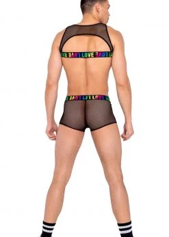 Roma Rave Wear 6161 - Men’s Pride Two-Tone Fishnet Trunks