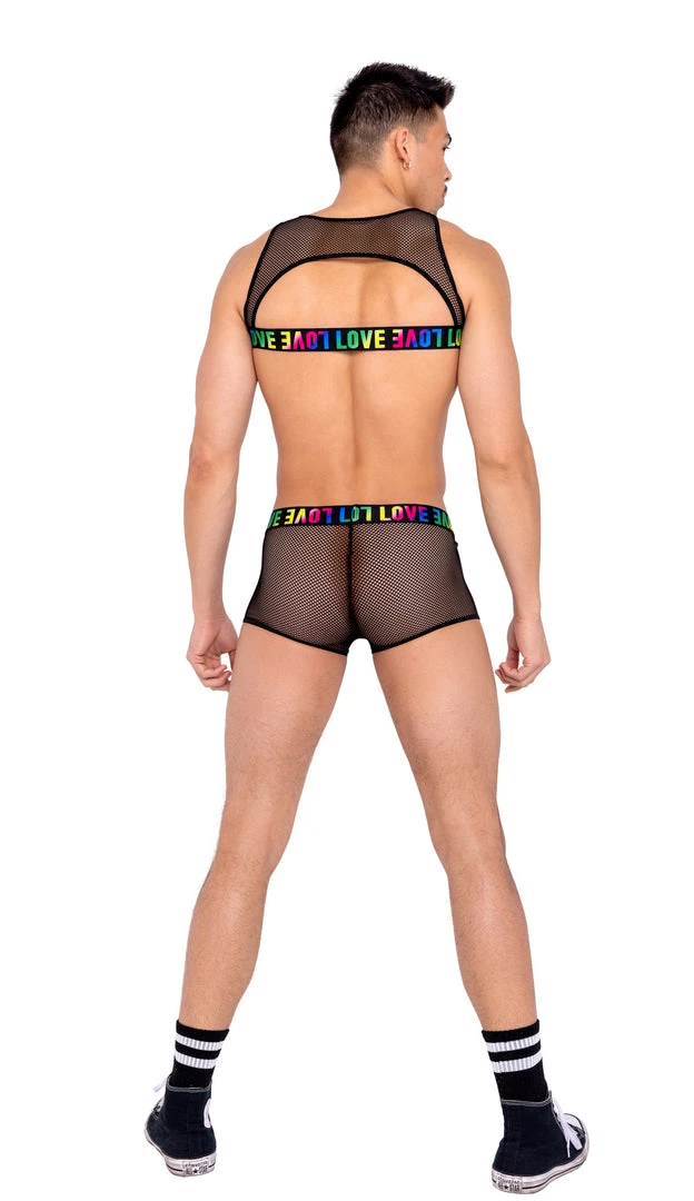 Roma Rave Wear 6161 - Men’s Pride Two-Tone Fishnet Trunks 2 Roma Rave Wear 6161 - Men’s Pride Two-Tone Fishnet Trunks
