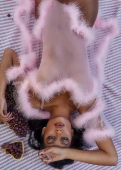 Roma Confidential Lingerie LI387 - 1pc Sheer Marabou Teddy