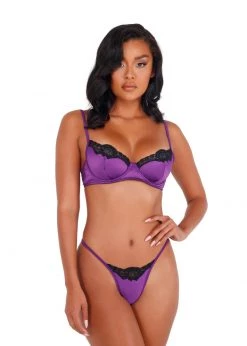 Roma Confidential Lingerie LI394 - 2pc Lace & Satin Underwire Bra Set