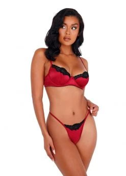 Roma Confidential Lingerie LI394 - 2pc Lace & Satin Underwire Bra Set