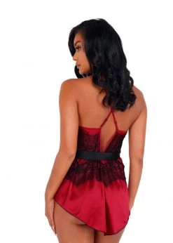 Roma Confidential Lingerie LI398 - 2pc Satin & Lace Babydoll With Tie
