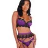Roma Confidential LI406 - 3pc Embroidered Lace & Satin Bralette Garter Set Lingerie