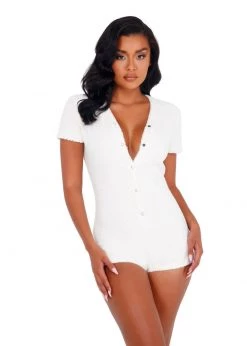 Roma Confidential LI413 - 1pc Cozy & Comfy Fuzzy Romper With Snap Closure