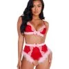 Roma Confidential Lingerie LI424 - 2pc Lace & Satin Marabou Bra Set