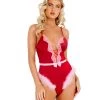 Roma Confidential LI425 - 1pc Marabou Satin Teddy With Bow Detail