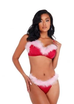 Roma Confidential LI426 - 2pc Marabou Satin Bra Set