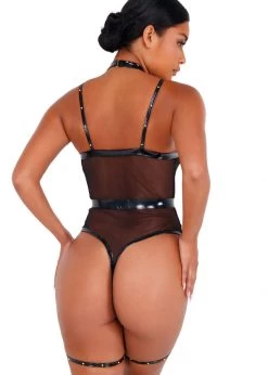 Roma Confidential LI435 - 2pc Vinyl Strappy Bodysuit Lingerie